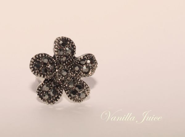 Anel flor strass Ajustável